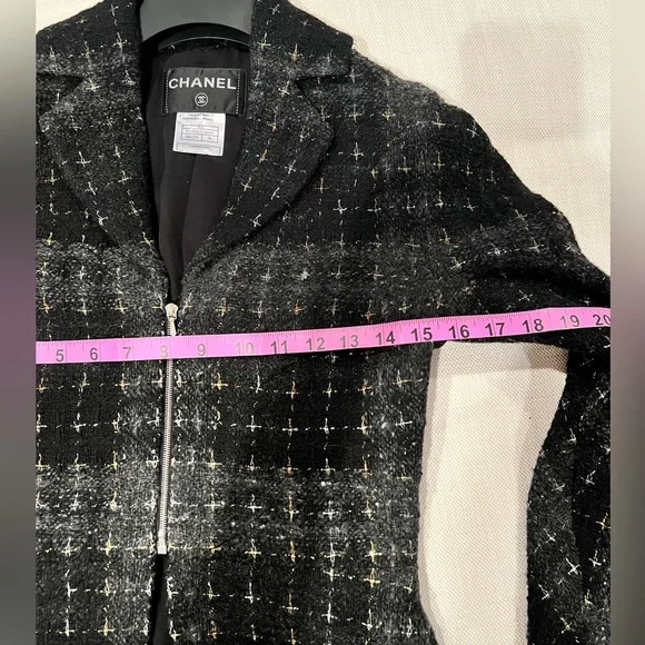 ChanelBlack Charcoal and Metallic Coat, Size 36 (XS)
